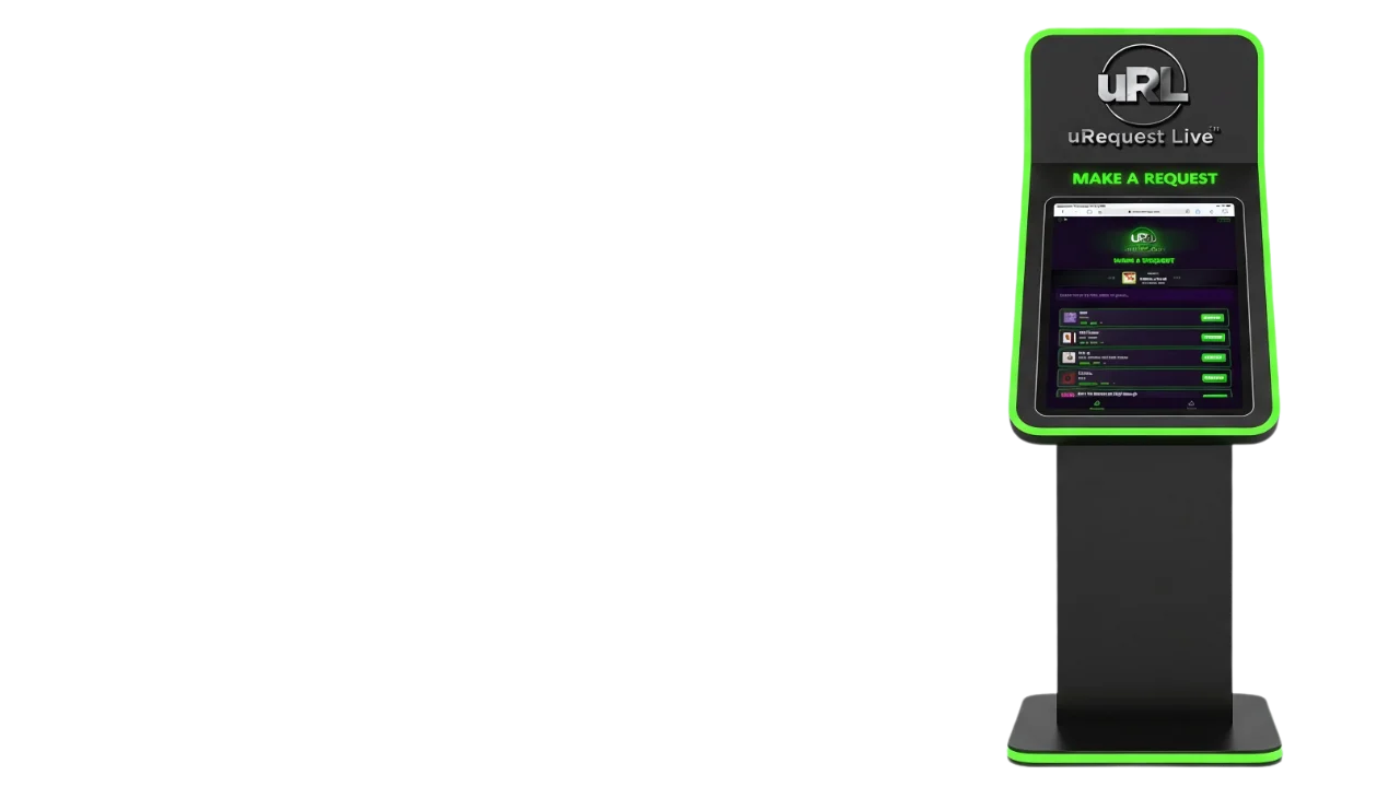 uRequest Live song request kiosk displaying real-time audience voting at a Toronto event